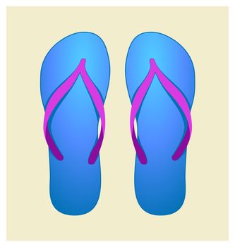 Bitmap Illustration of Pair of Blue Flip-Flops