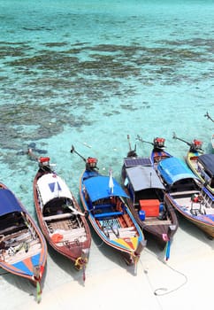 Traditional Thai longtail boat at the beach