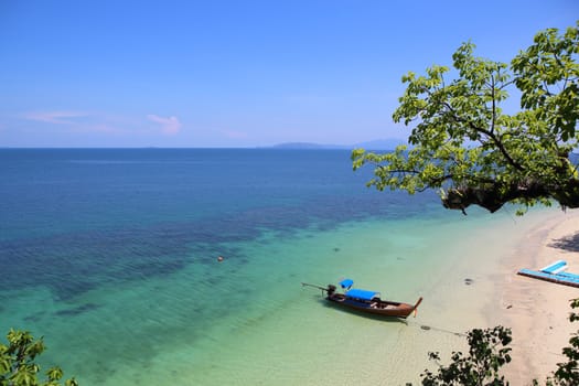 Traditional Thai longtail boat at the beach