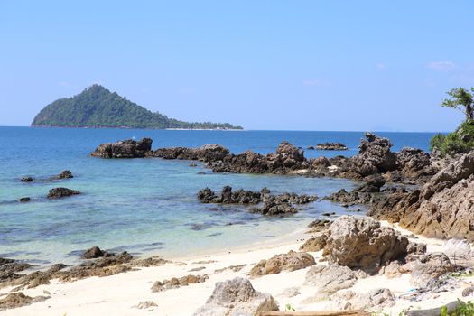 beach with rocks and blue sky,Thailand