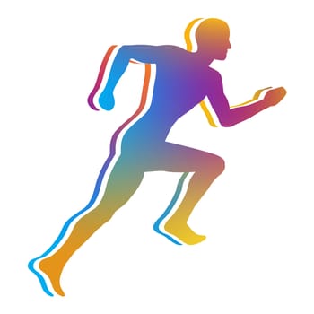 Gradient Color Silhouette of Man Jogging - Bitmap Illustration