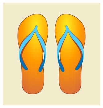 Bitmap Illustration of Orange Pair of Flip-flops