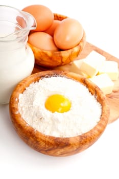 ingredients for baking, isolated on a white background