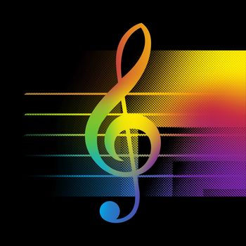 Abstract Music Background With Treble Clef Close-Up Bitmap Illustration
