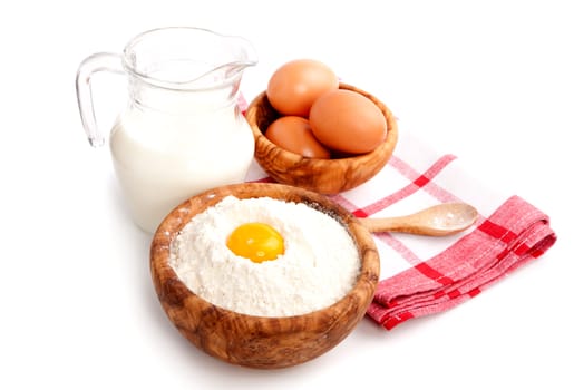 ingredients for baking, isolated on a white background
