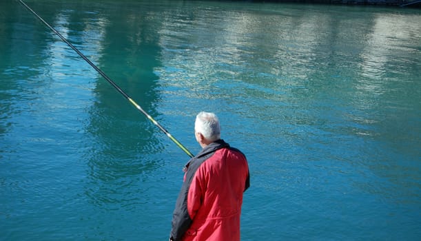 fishing on river drim, ohrid lake, struga,macedonia