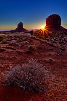 famous Monument Valley at Sunrise, Arizona, USA