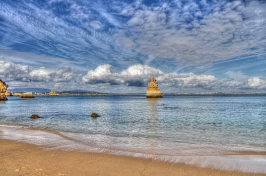 Rocky coast of Portugal in HDR