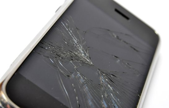 Mobile phone with broken screen