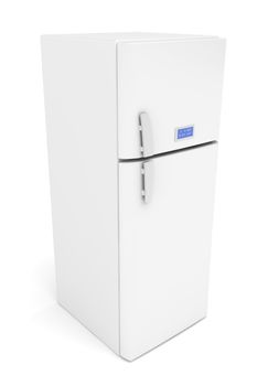 3d image of white modern fridge
