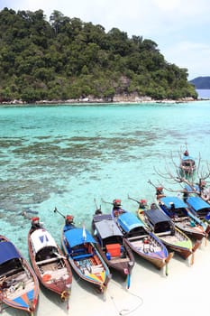 Traditional Thai longtail boat at the beach