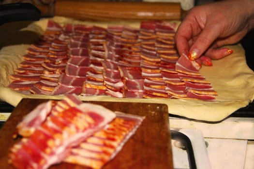 Pie with a bacon. Process of preparation