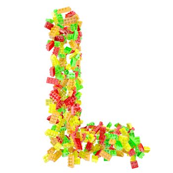 The letter L is made up of children's blocks. Isolated render on a white background