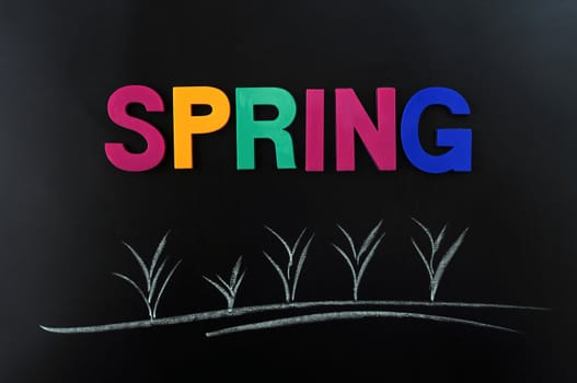 Concept of the spring on a blackboard
