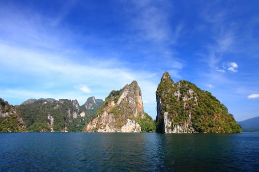 Half Dome Rock at Khaosok ,Thailnd's Guilin, in Ratchaprapha Dam