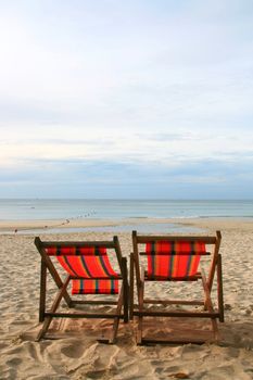 Beach Chair in Summer at Samui Island in Thailand