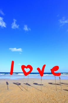 Love sign on the beach