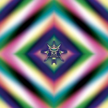 Bright and funky original fractal design, abstract psychedelic art, rainbow jewelry