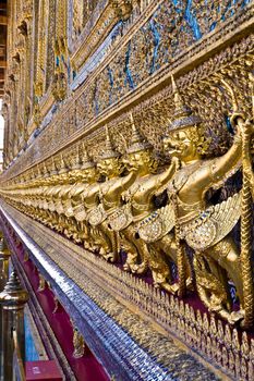 Golden Garuda at Wat Phra Keao Temple in Grand Palace, Bangkok Thailand