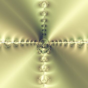 Elegant fractal design, abstract psychedelic art, golden cross