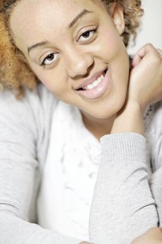 Attractive black woman  relaxing in living room