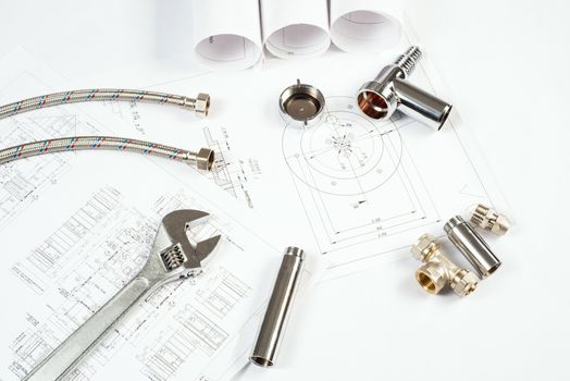 plumbing and drawings are on the desktop, workspace engineer