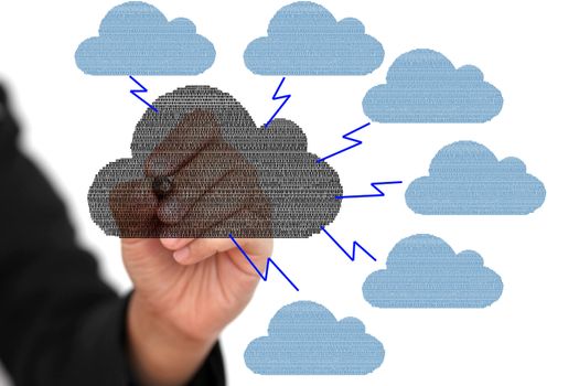 business woman write cloud computing Concept