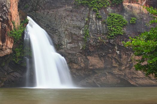 tropical rain forest waterfall in jungle of Thailand