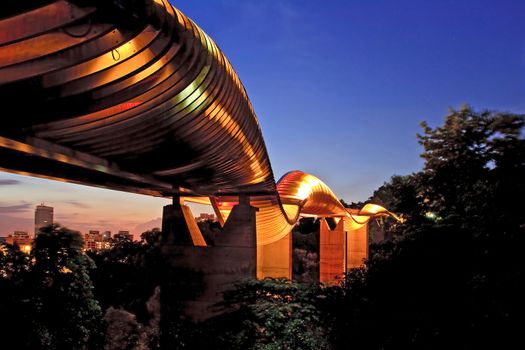 Singapore henderson wave bridge shine at dusk