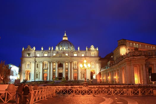 Basilica di San Pietro Vatican Cathedral, Rome Italy at dusk