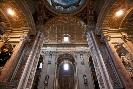 Saint Peter's basilica interior in Vatican Rome Italy