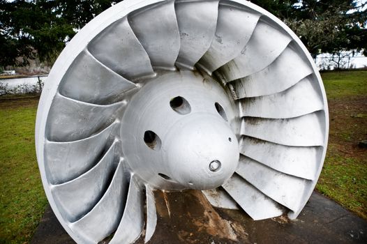 Old disused hydroelectric engine blade