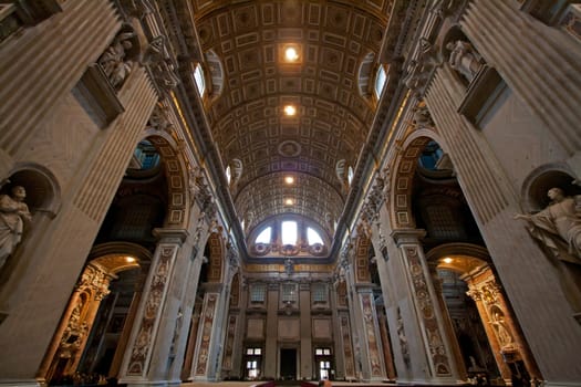 Saint Peter's basilica interior in Vatican Rome Italy