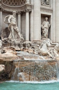 closeup of Fountain di Trevi landmark of  Rome Italy