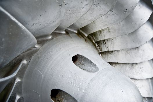 Old disused hydroelectric engine blade