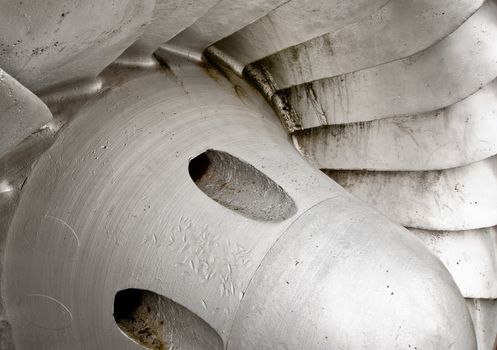 Old disused hydroelectric engine blade