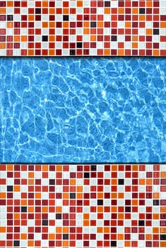 red mosaic pavement with pool edge background