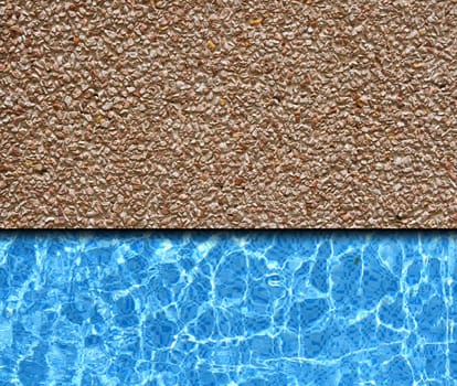 red sand stone pavement with pool background
