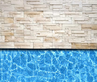 modern brick pavement with pool background