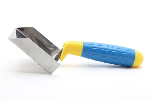 perspective of lute trowel, construction tool or equipment, isolated on white background