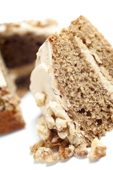 Sliced coffee cake ready for serving