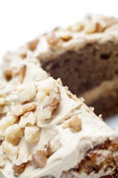 Sliced coffee cake ready for serving