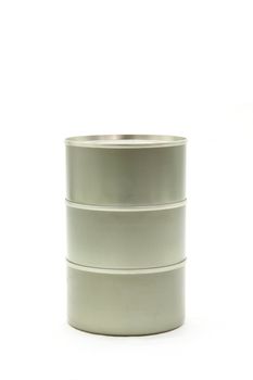 stack of tin aluminum food can on white background