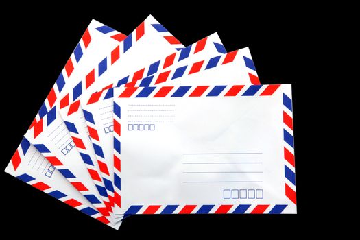 air mail envelope isolated on black