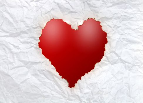 vintage burnt paper in heart shape