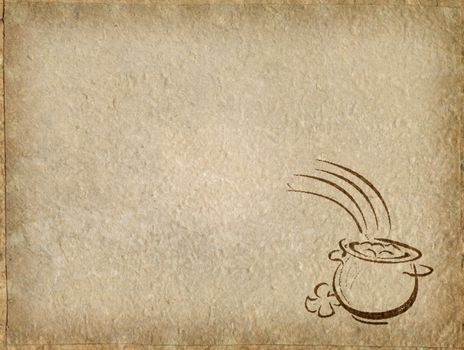 Gold pot and rainbow in Vintage Paper with space for text