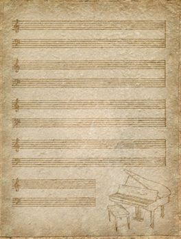 vintage music Paper with grand piano