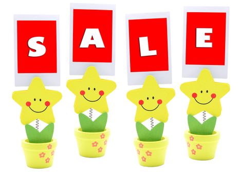 Sale sign on star holder