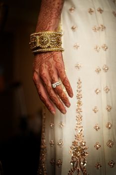 Details shot of henna tattoos on Indian bride