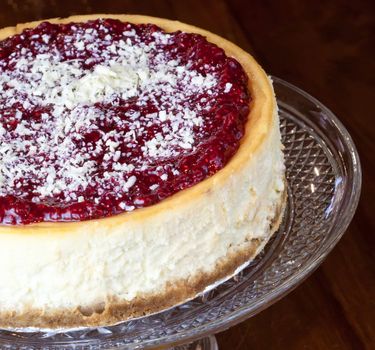 close up picture of a cheesecake on the plate